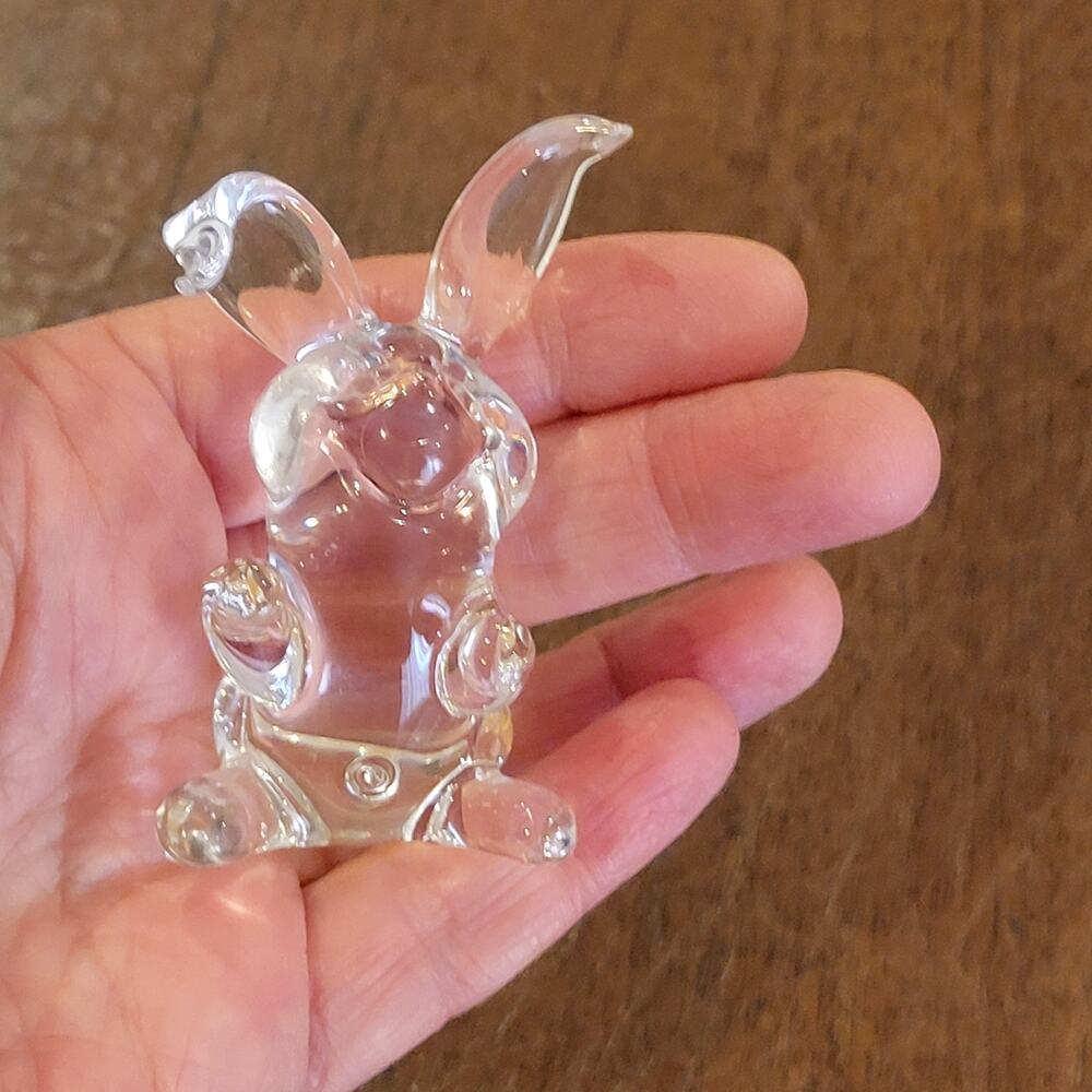 Vintage Princess House Pets Lead Crystal Playful Floppy Ear Bunny Rabbit Figure